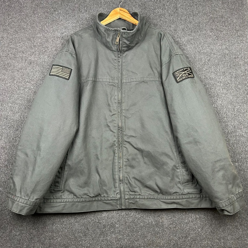 Grunt Style Dri Duck Maverick Military Bomber Jacket Full Zip Gray 3XL Lined